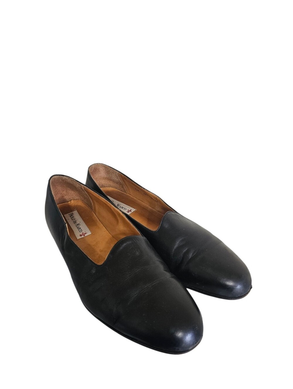 Vintage Black Leather Slip On Loafers By Paolo De Marco Size 17 W